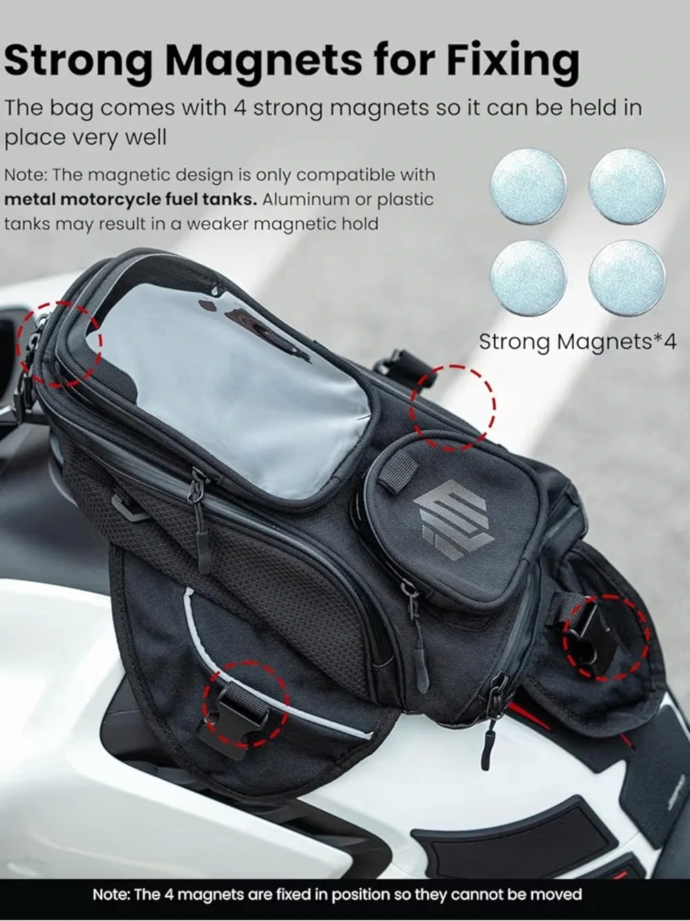 ILM BT01 Magnetic Motorcycle Tank Bag Waterproof Touchscreen Phone Pouch NWT